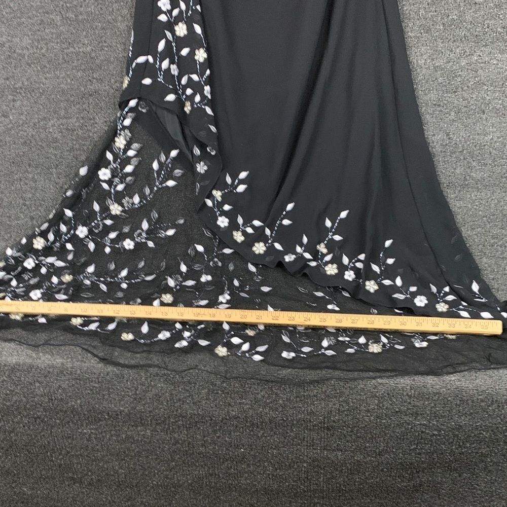 La Femme Black Floral Beaded Maxi Dress - Picture 9 of 13